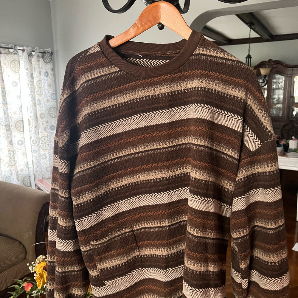 MENS Brown Striped Sweater